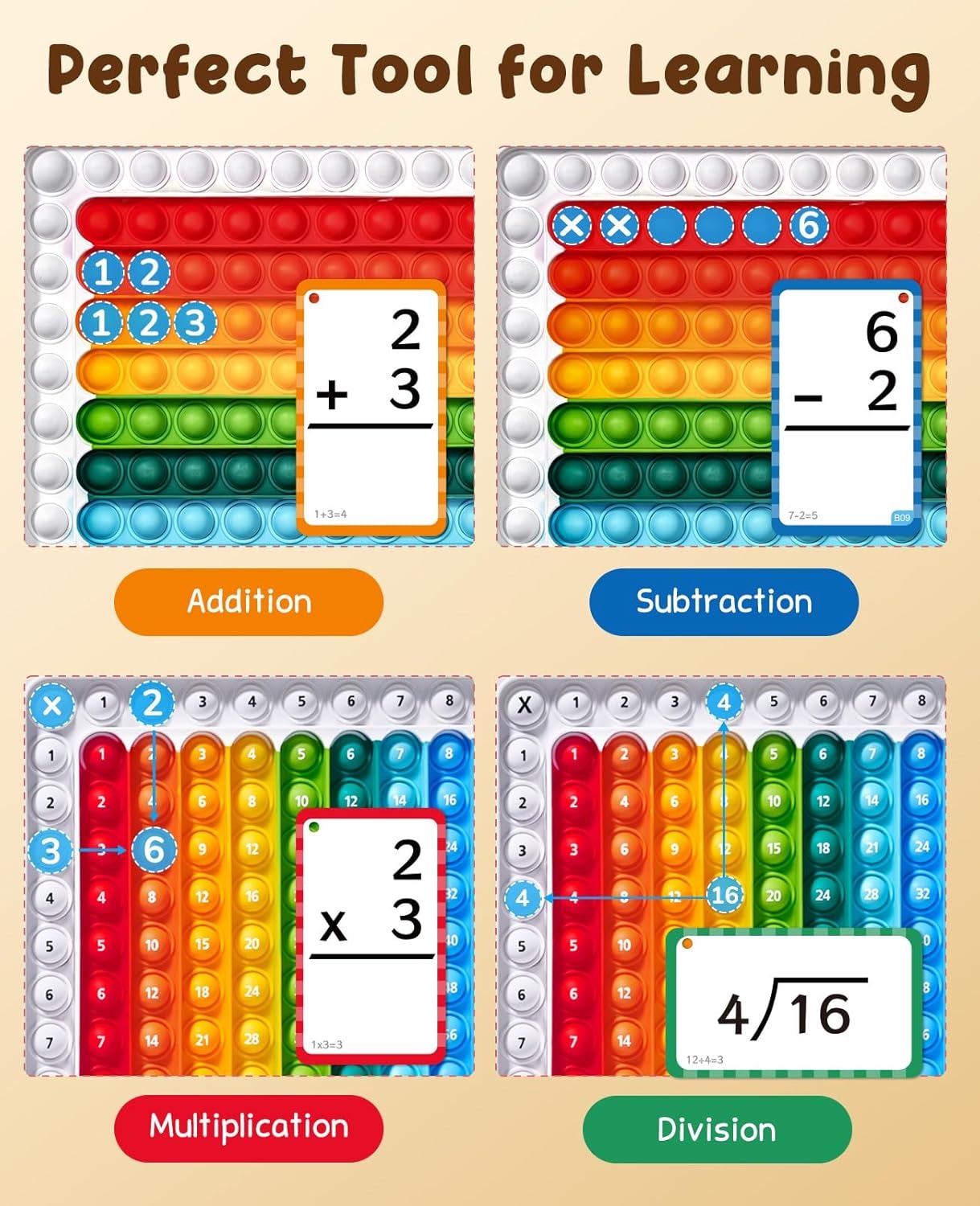 Educational math product with number blocks and flashcards